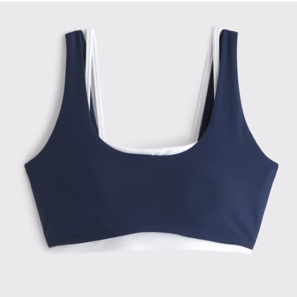 Abercrombie & Fitch Navy and White Sports Bra